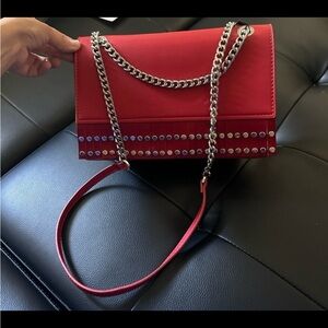 Zara Red Crossbody Bag with Chain and Studs